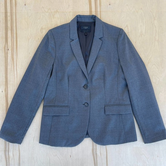 J. Crew Womens Jacket Gray Size 14 1035 Two Button Super 120s Wool Blazer